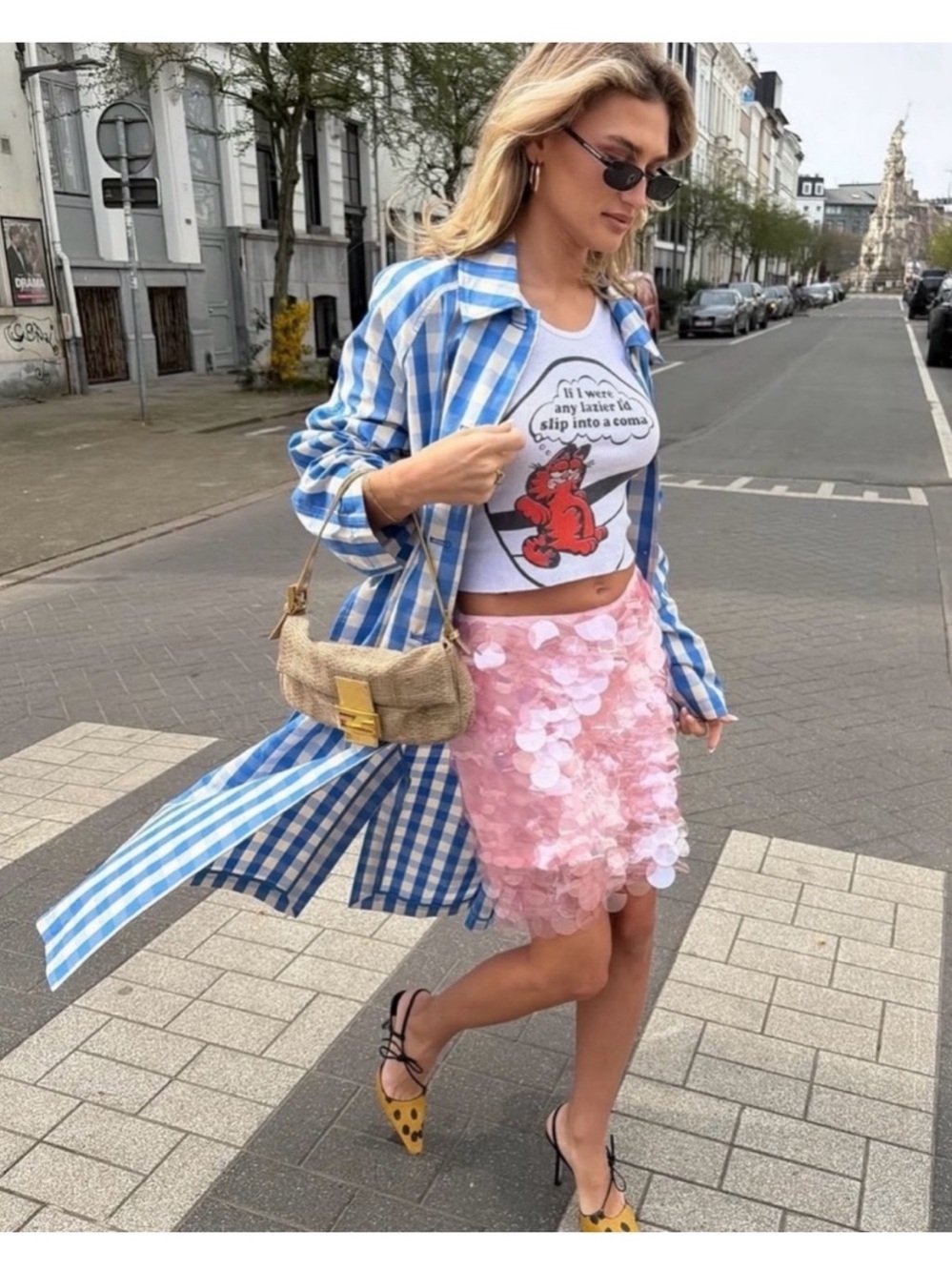 ZARA PLAID GINGHAM TRENCH COAT